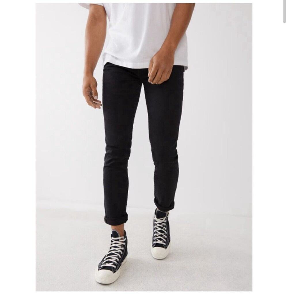 True Religion Jeans Mens 36x32 Rocco Skinny Black Stretch Casual Denim Pants